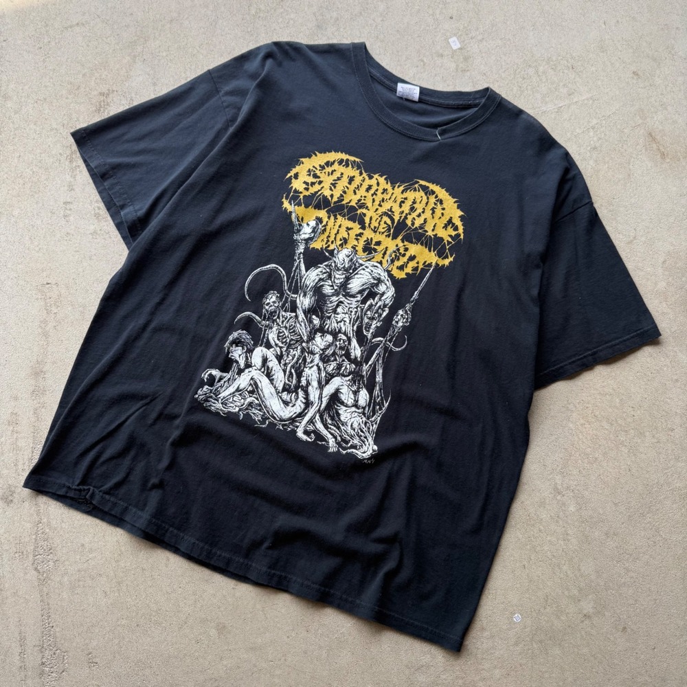 Y2K Mens Extirpating the Infected Fasting the Rotten Metal Band T-Shirt XXL